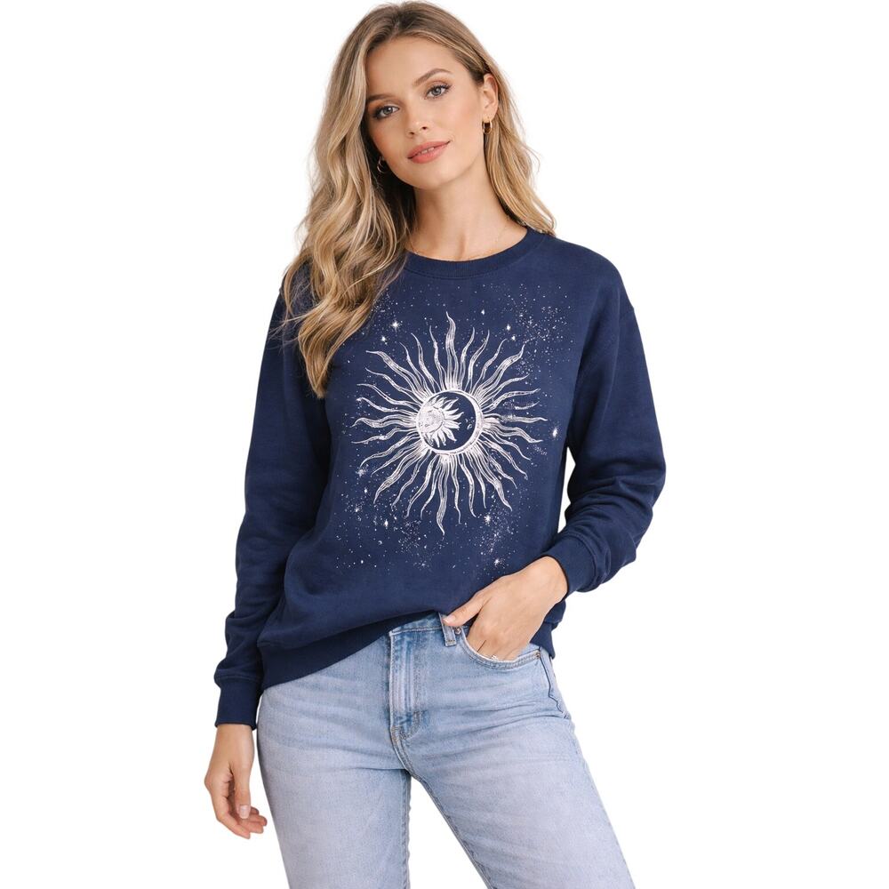 NEW The Vinylicons Celestial Fleece Crewneck Blue Size XS New with Tags